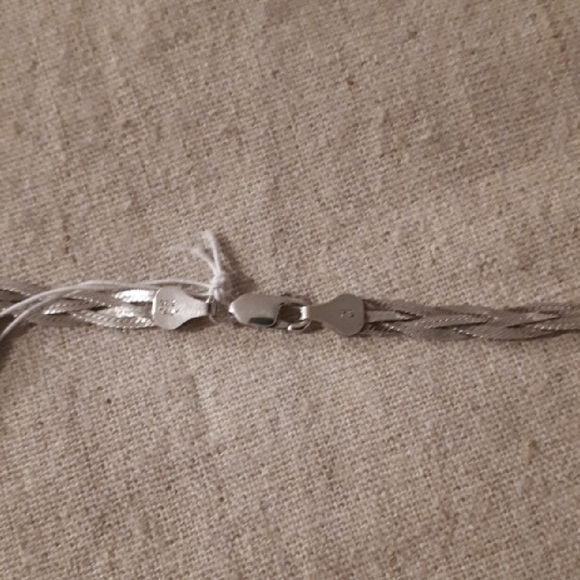 Sterling Silver Braided Herringbone Chain Necklace - Picture 4 of 4